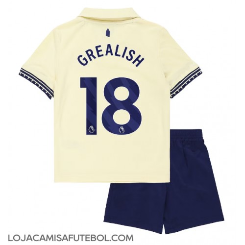 Camisa de Futebol Everton Jack Grealish #18 Equipamento Secundário Infantil 2025-26 Manga Curta (+ Calças curtas)